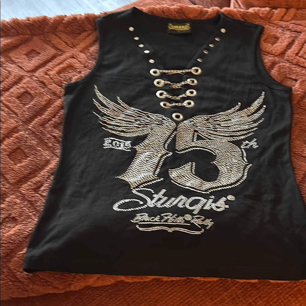 Affliction Black and Silver rhinestone Graphic Muscle Tee